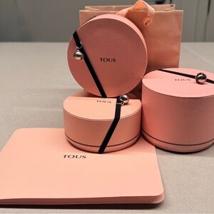 TOUS Pink Jewelry with Box and papers. Necklace, bracelets and earrings.